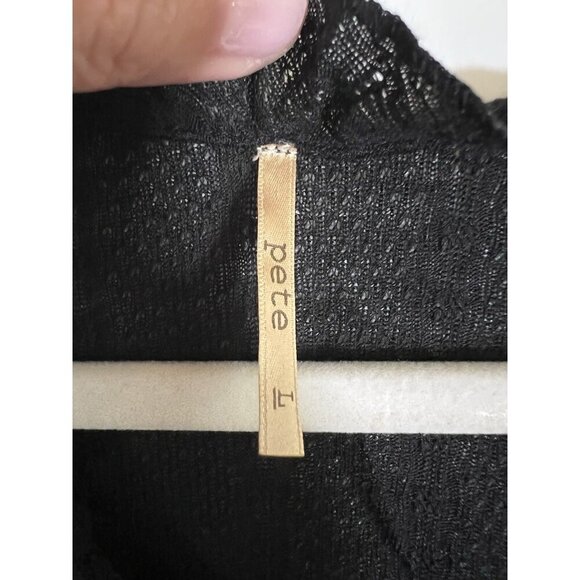 Pointelle ruffle black sleeveless lightweight Coquette tank sz L 90s classic VTG - Picture 4 of 8